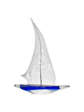 Glass Murano Sculpture Sailboat in Clear and Blue