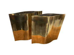 Thin Flat Wavy Vases, Set of 2